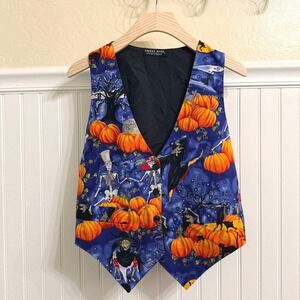 Saddle River Sportswear Vintage Halloween Starry Night Vest, Blue Orange, XS